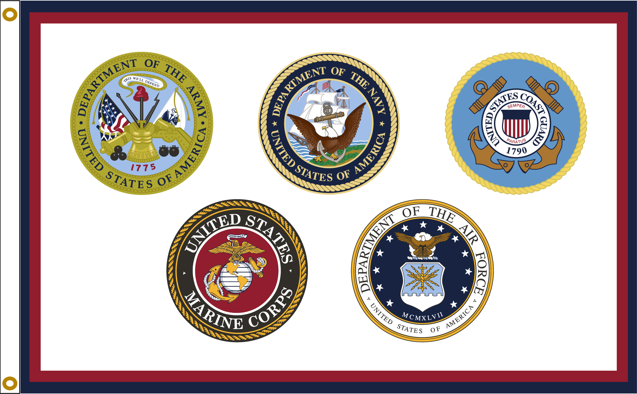 U.S. Armed Forces - 5x8' - Brandy Wine Flags